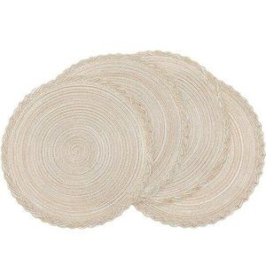 15 Inch Round Cotton Placemats Non Slip Heat Resistant  (6pcs placemats, Beige)
